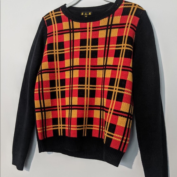 Elk Sweaters - E.L.K | Checkered Sweater in Red & Gold